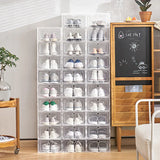 6pcs/Set Plastic Shoe Boxes Plastic Shoes Case Transparent Shoebox Drawer Case Thickened  Stackable Box Fold Shoe Organizer
