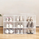 6pcs/Set Plastic Shoe Boxes Plastic Shoes Case Transparent Shoebox Drawer Case Thickened  Stackable Box Fold Shoe Organizer
