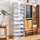6pcs/Set Plastic Shoe Boxes Plastic Shoes Case Transparent Shoebox Drawer Case Thickened  Stackable Box Fold Shoe Organizer