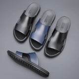 Summer 2024 Men's Leather Flats - Breathable & Stylish Sandals/Slippers - FREE SHIPPING