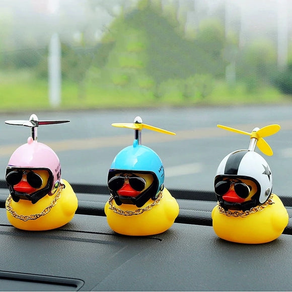 Car Cute Little Yellow Duck With Helmet