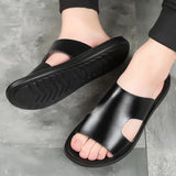 Summer 2024 Men's Leather Flats - Breathable & Stylish Sandals/Slippers - FREE SHIPPING