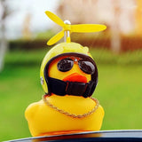 Car Cute Little Yellow Duck With Helmet